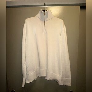 Gentry Portofino cream cotton cashmere quarter zip sweater